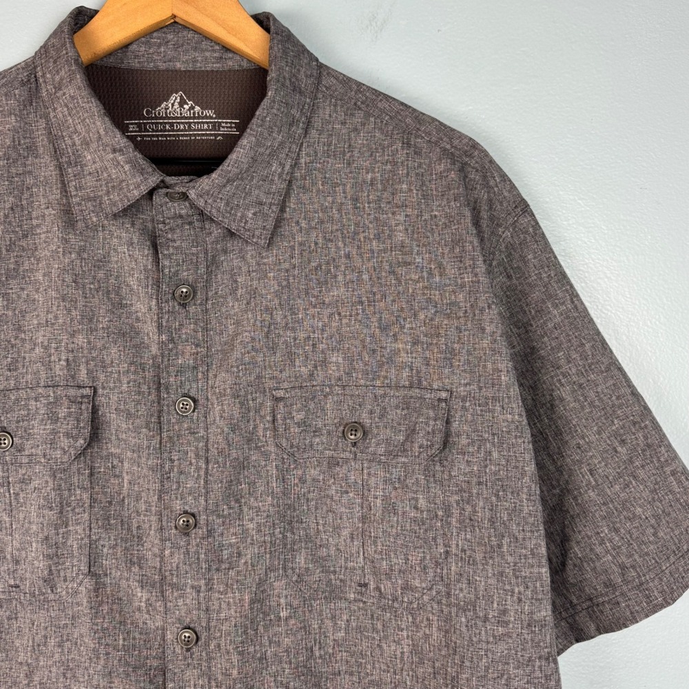 Croft & Barrow Quick Dry Shirt Mens XL Gray Short Sleeve Button Up Vented Hiking